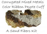 Corrugated Mixed Metals Color Ribbon Peyote Cuff