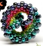 Rainbow Twisted Peyote Beaded Bead