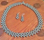 Pearl Right Angle Weave Necklace and Earrings