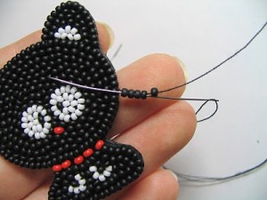 Black Cat Bead Embroidery