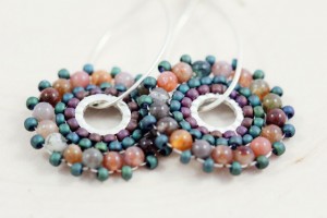 Purple & Green Brick Stitch Earrings