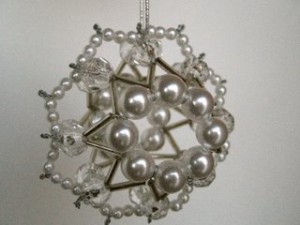 Beaded Christmas Snowball Ornaments