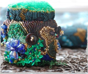 Bead embroidered heavy pincushion