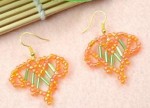 Bugle Beaded Orange Heart Earrings