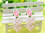 ink Rose Bead Earrings with Pearl and Seed Beads