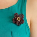 French Beaded Flower Brooch