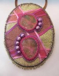 Bead Embroidery Pendant With A Multi-Ribbon Background