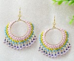 Beaded Multi Color Hoop Earrings